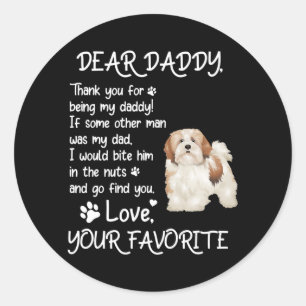 Dear Daddy Lhasa Apso Dog Dad Father's Day Classic Round Sticker