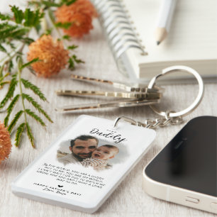 Dear Daddy Modern Photo Heart Father's Day Keychain