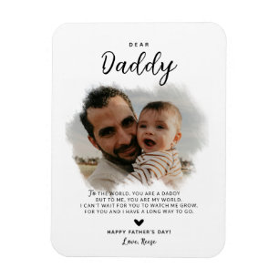 Dear Daddy Modern Photo Heart Father's Day Magnet