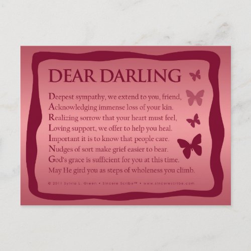 Dear Darling Acrostic Postcard