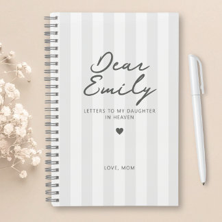 Dear Daughter Grief Journal in Gray Stripe