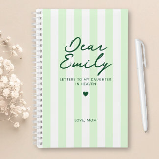 Dear Daughter Grief Journal in Green Stripe