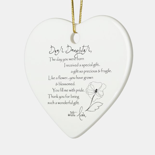 Dear Daughter Heart Ornament (Left)