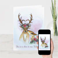 Retro Vintage Valentine Deer Holiday card