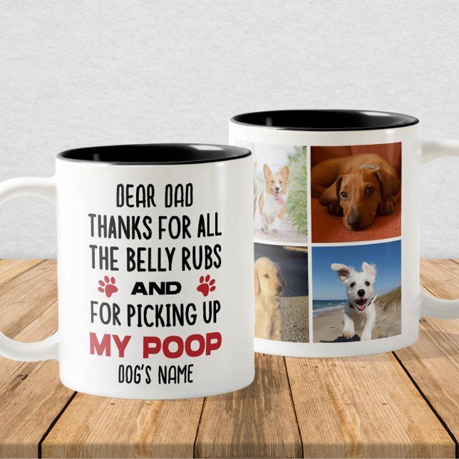 Dear Dog Dad - Funny Custom Dog Photos & Name Two-Tone Coffee Mug (Creator Uploaded)
