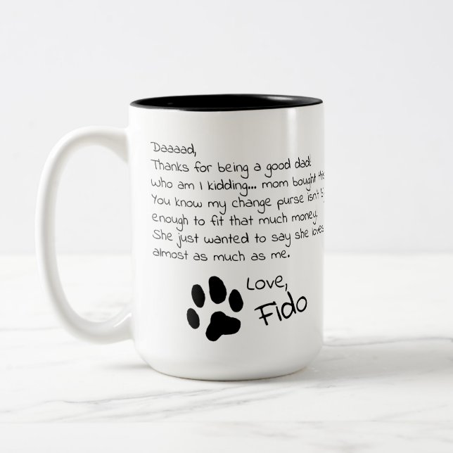 Dear Dog Dad Mom Customizable Pet Name Coffee Mug (Left)