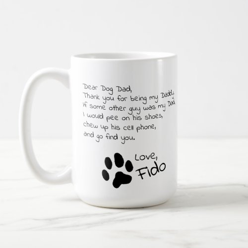 Dear Dog Dad Mom Customizable Pet Name Coffee Mug