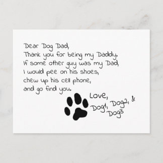 Dear Dog Dad Mom Customizable Pet Name Post Card