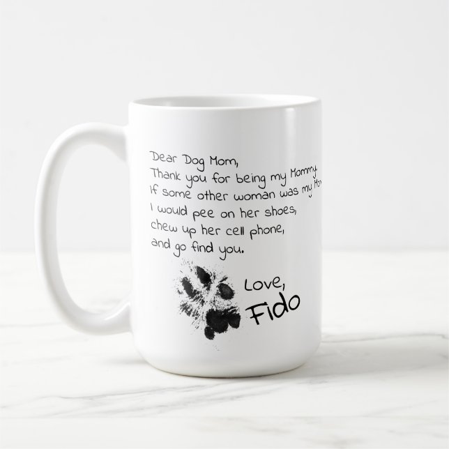Dear Dog Mom Dad Customizable Pet Name Coffee Mug (Left)