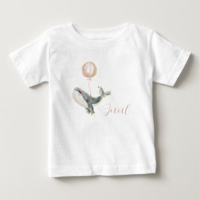Dear dolphin with pink balloon baby T-Shirt (Front)