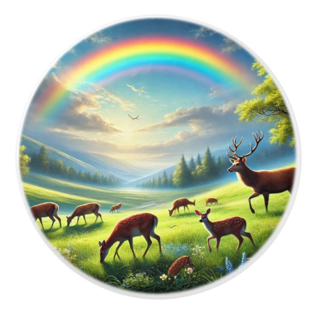 Dear family under the rainbow  ceramic knob (Front)