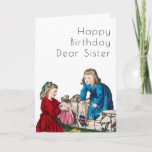 Dear Favourite Sister Vintage Art Deco Birthday Card<br><div class="desc">Stylish white card with Art Deco style lettering and an image based on a vintage illustration of two litte girls with their toys courtesy of www.rawpixels.com. Great card to send to your sister - which sister has the best toy? Easily edit the template text on the front and inside the...</div>