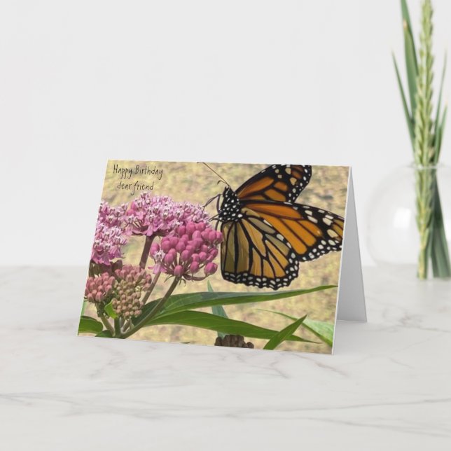 Dear Friend Birthday Monarch Butterfly Card (Front)
