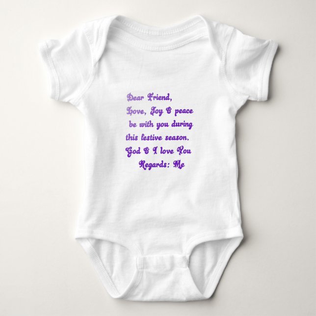 "Dear Friend" Festive Season Greeting Baby Bodysuit (Front)