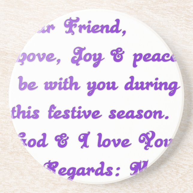 "Dear Friend" Festive Season Greeting Coaster (Front)