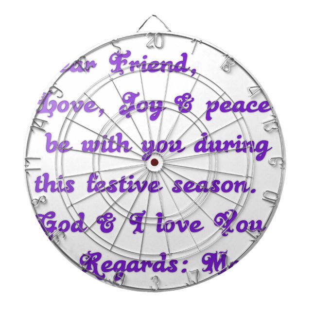 "Dear Friend" Festive Season Greeting Dartboard With Darts (Front)
