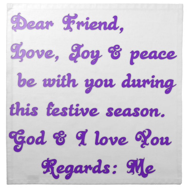 "Dear Friend" Festive Season Greeting Napkin (Front)