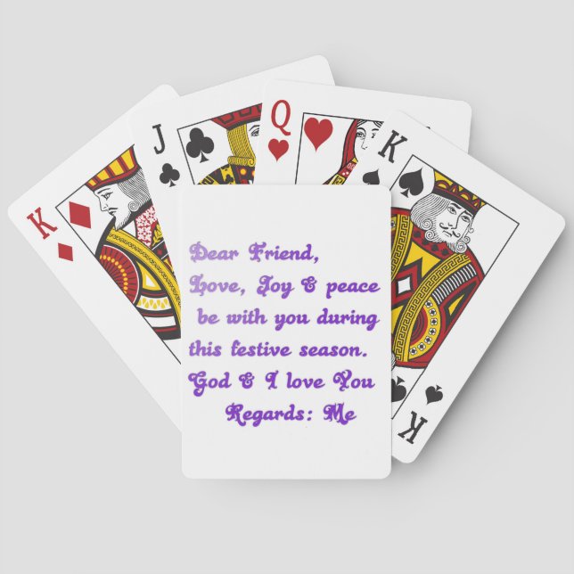 "Dear Friend" Festive Season Greeting Poker Cards (Back)
