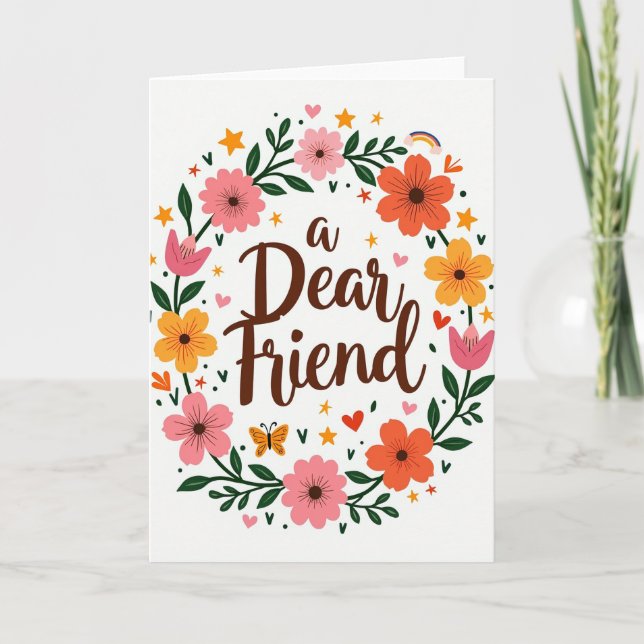 Dear Friend Floral Wreath Card (Front)
