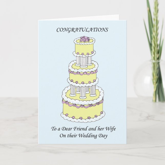 Dear Friend & Wife on Wedding Day Congratulations Card (Front)