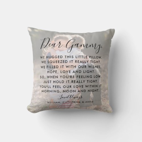 Dear Gammy Custom Message Photo Mothers Day Throw Throw Pillow