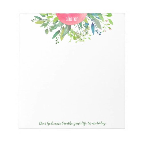 Dear God come breathe your life Greenery Notepad