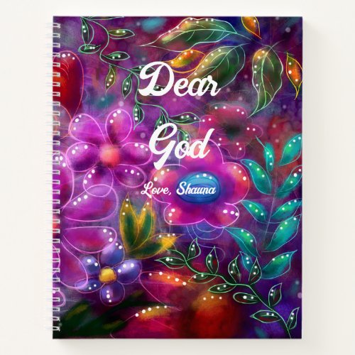 Dear God Journal wWhimsical Floral Abstract