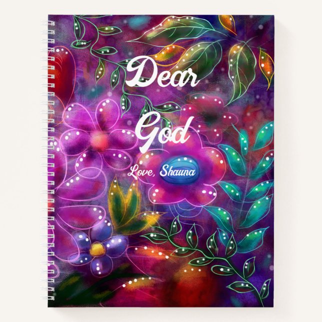 Dear God Journal w/Whimsical Floral Abstract (Front)