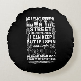 Dear God Protect My Sweet Ride Biker Gift Round Pillow