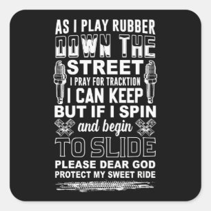 Dear God Protect My Sweet Ride Biker Gift Square Sticker