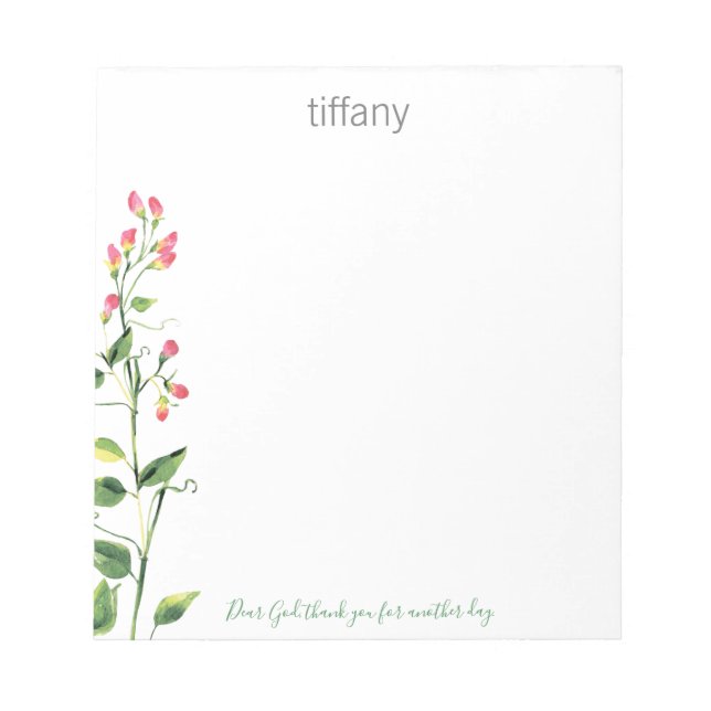 Dear God, thank you Floral Stem Notepad (Front)