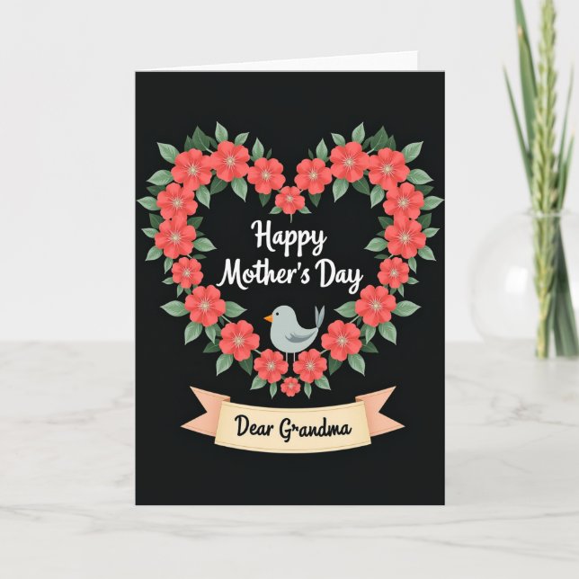 Dear Grandma Floral Wreath Card (Front)
