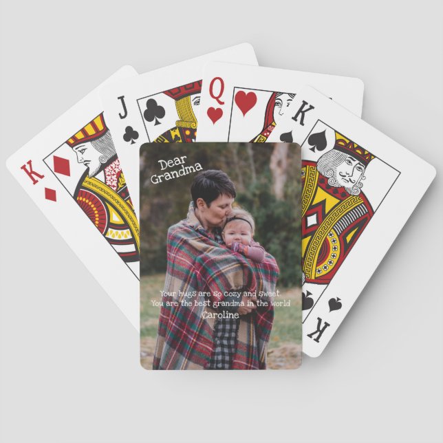 Dear Grandma Your Hugs Cozy and Sweet Photo  Poker Cards (Back)