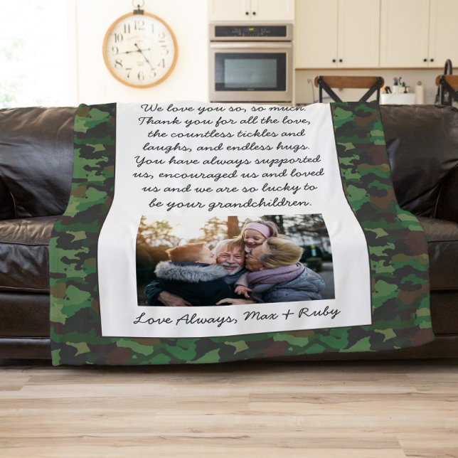 Dear Grandpa | Photo & Letter Personalized Fleece Blanket (Creator Uploaded)