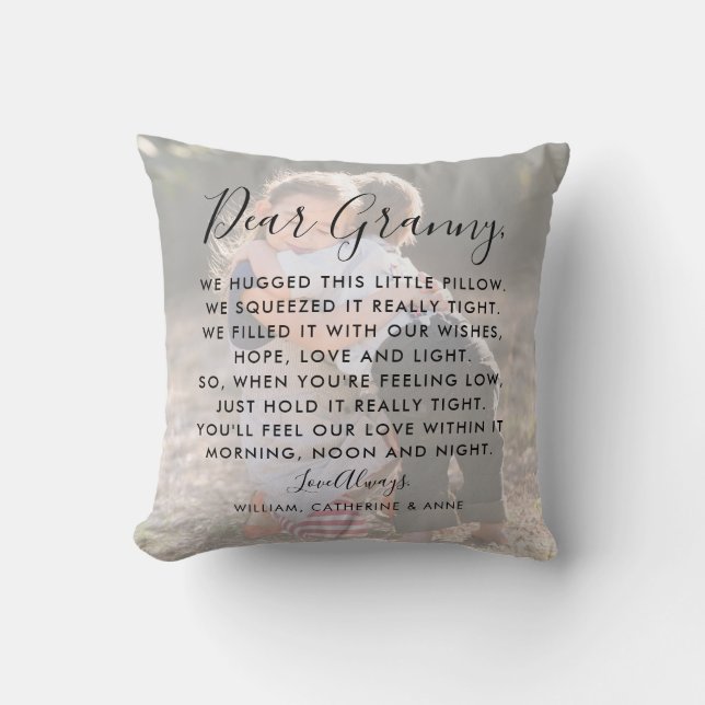 Dear Granny Custom Message Photo Mother's Day Throw Pillow (Front)