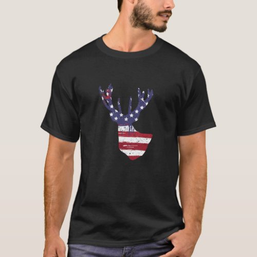 Dear Head 4th of July American Flag Independence T_Shirt