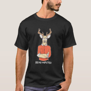 Dear Hipster Reindeer Deer Vintage Mustache Free S T-Shirt