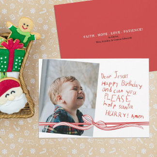 "Dear Jesus" Crayon note Photo Christmas Card