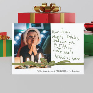 Dear Jesus Olive Crayon note Photo Christmas Card