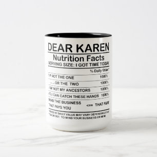 Dear Karen Nutrition Facts Two-Tone Coffee Mug