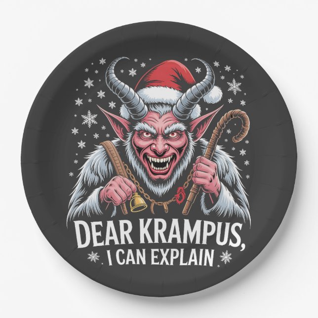 Dear Krampus I Can Explain Christmas Santa  Paper Plates (Front)