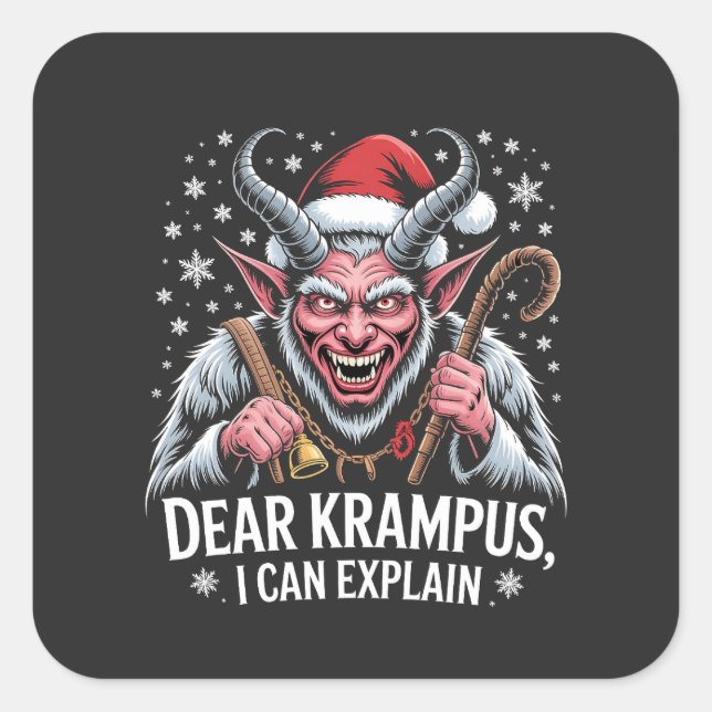 Dear Krampus I Can Explain Christmas Santa  Square Sticker (Front)
