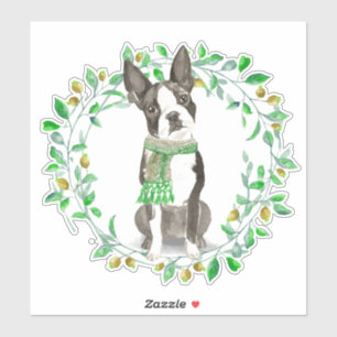 Dear Little Boston Terrier With Scarf Sticker