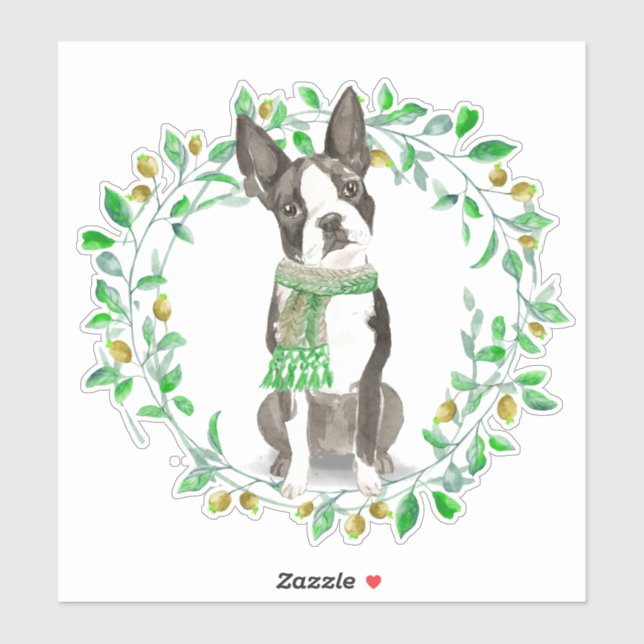 Dear Little Boston Terrier With Scarf Sticker (Sheet)