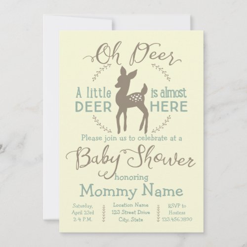 Dear little Deer baby shower invitation
