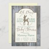 Dear little Deer baby shower invitation on wood (Front/Back)