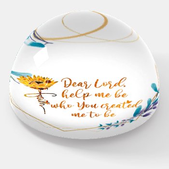 Dear Lord Help Me Be Prayer Sunflower Paperweight by Christian_Quote at Zazzle