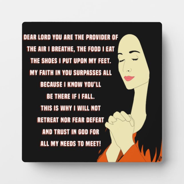 Dear Lord You Are My Provider Plaque (Front)