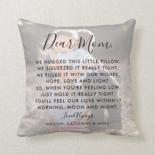Dear Mom Custom Message Script Photo Mother's Day Throw Pillow