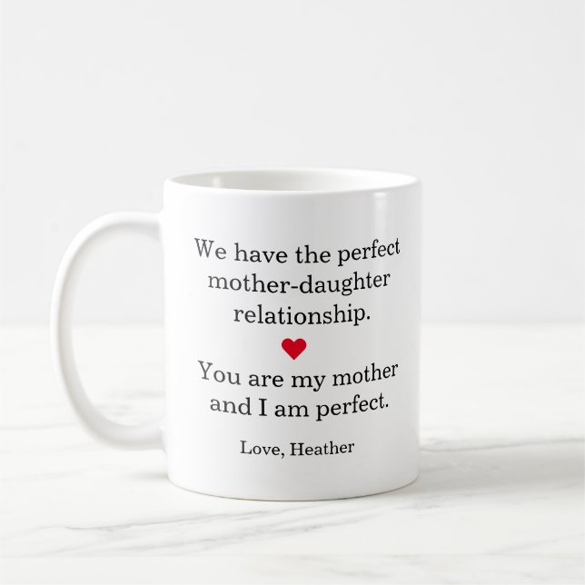 Dear Mom Funny Perfect Mothers Day Gift Coffee Mug (Left)